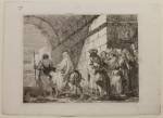 Giovanni Domenico Tiepolo. The Holy Family Leaving by a City Gate, plate 7 from The Flight into Egypt (Idee pittoresche sopra la fuga in Egitto), 1750–53. Etching on off-white laid paper. Jansma Collection, Grand Rapids Art Museum, 2012.26